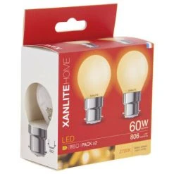 XANLITE - Lot De 2 Ampoules Filament LED P45 Opaque, Culot B22, 806 Lumens, Equivalence 60 W, 2700 Kelvins, Blanc Chaud - PACK2RFB806PO 9 XANLITE - Lot De 2 Ampoules Filament LED P45 Opaque, Culot B22, 806 Lumens, Equivalence 60 W, 2700 Kelvins, Blanc Chaud - PACK2RFB806PO -XANLITE Soldes 64576745 5