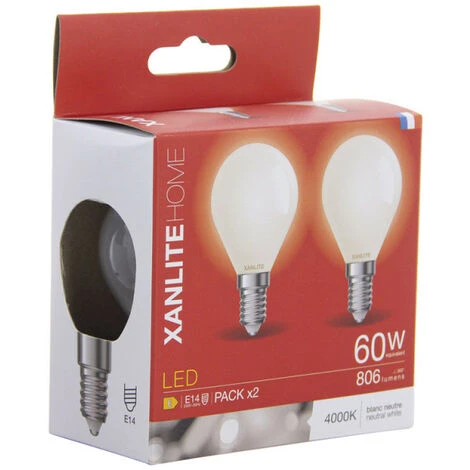 XANLITE - Lot De 2 Ampoules Filament LED, Culot E14, 806 Lumens, Conso. 6,5W (eq. 60W) , 4000K, Blanc Neutre - PACK2RFV806POCW 5 XANLITE - Lot De 2 Ampoules Filament LED, Culot E14, 806 Lumens, Conso. 6,5W (eq. 60W) , 4000K, Blanc Neutre - PACK2RFV806POCW – Image 5