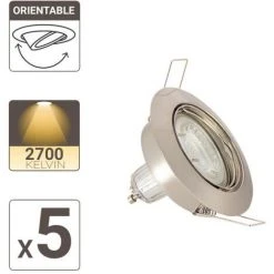 XANLITE - Lot De 5 Spots Encastrés Metal Brossé - ORIENTABLE - Ampoule LED GU10 Incluses - Cons. 5W (eq. 50W) - 345 Lumens - Blanc Chaud - PACK5SP50AS -XANLITE Soldes 6922114 3