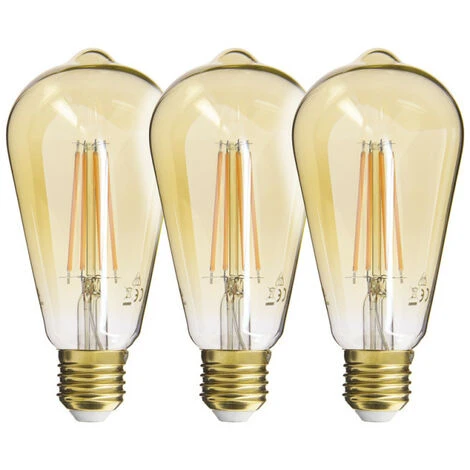 Xanlite - Lot De 3 Ampoules Déco Filament LED ST64, Culot E27, 806 Lumens, équivalence 60W, 1800 Kelvins, Blanc Chaud - PACK3RFDE800STA 1 Xanlite - Lot De 3 Ampoules Déco Filament LED ST64, Culot E27, 806 Lumens, équivalence 60W, 1800 Kelvins, Blanc Chaud - PACK3RFDE800STA